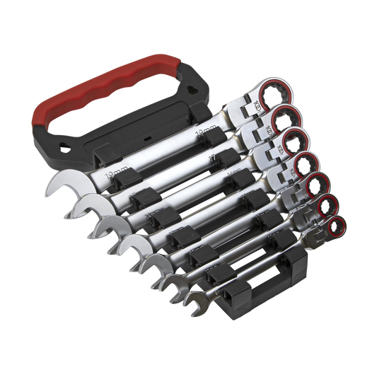 Premier Platinum Flexi-Head Ratchet Combination Spanner Set 7pc