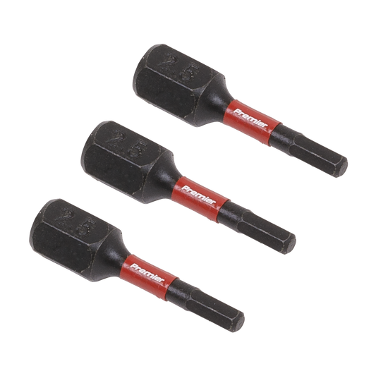 Premier Hex Impact Power Tool Bits 2.5 x 25mm 3pc