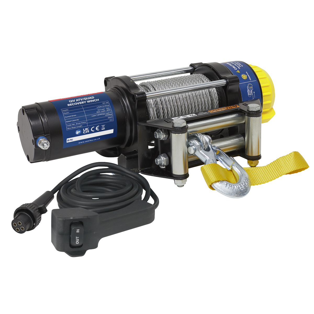 ATV/Quad Recovery Winch 2040kg (4500lb) Line Pull 12V