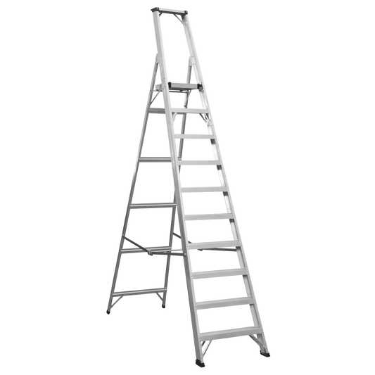 Industrial Step Ladder 10-Tread Aluminium - EN 131