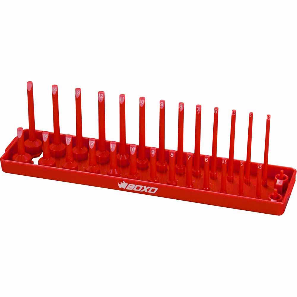 BOXO 28Pc 1/4" Vertical Socket Tray - Red or Green