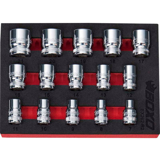15 Pce 3/8" 12 Point Shallow Socket Set-Boxo-Equipment
