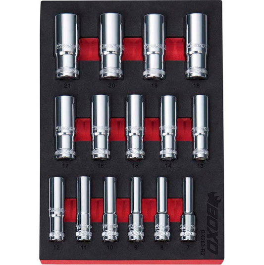 15 Pce 3/8" 12 Point Deep Socket Set-Boxo-Equipment