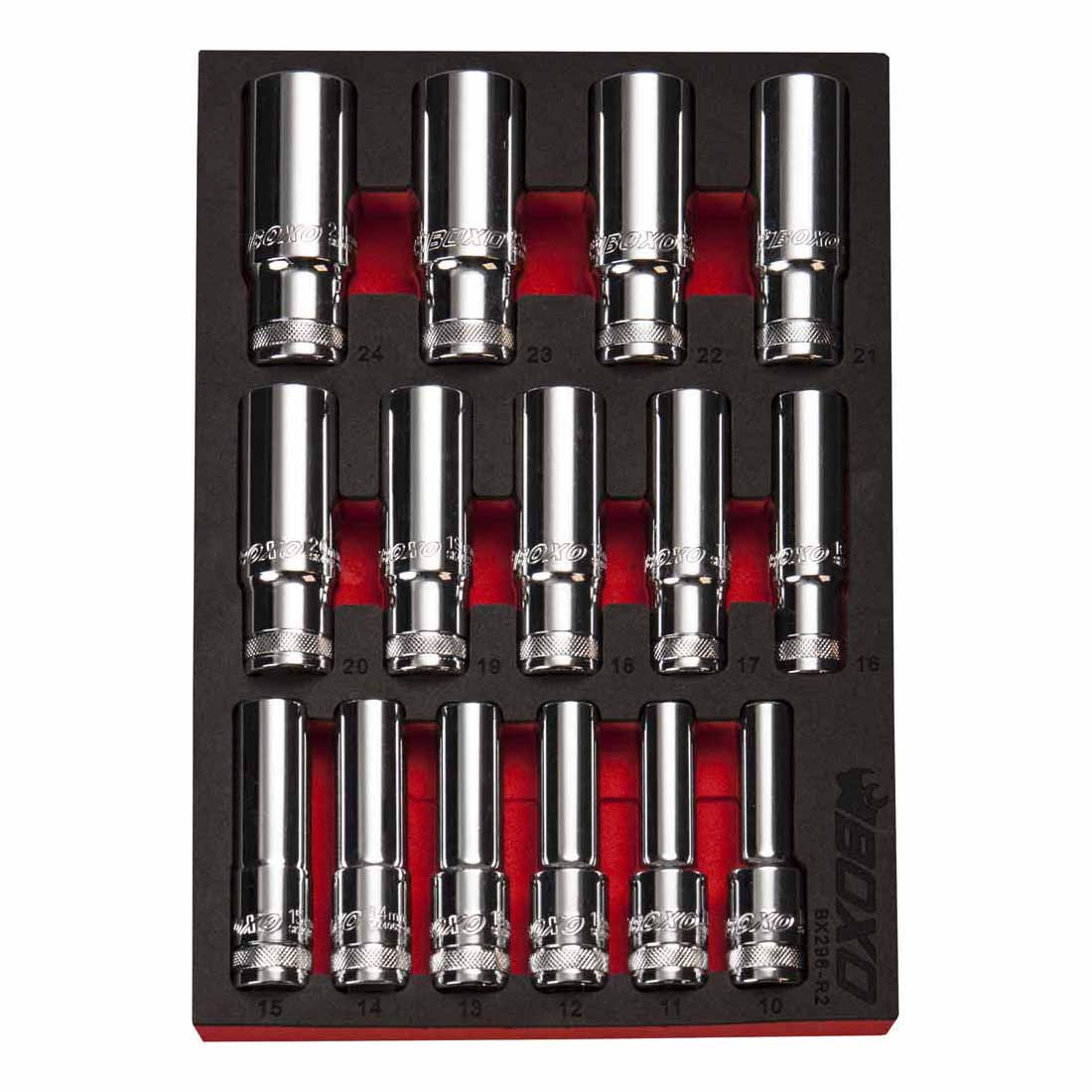 BOXO 15Pc 1/2" 6PT Deep Socket Set (10mm to 24mm)