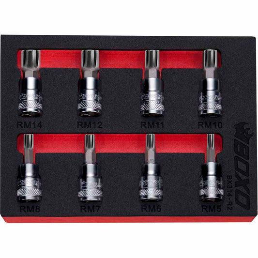 BOXO 8Pc 3/8" Ribe Bit Socket Set