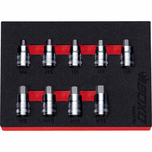 BOXO 9Pc 3/8" Super Stubby Hex Bit Socket Set