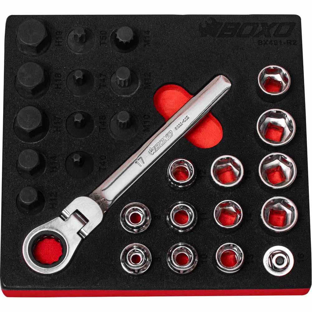 BOXO 26Pc 3/8" Low Profile Go-Thru Socket Set