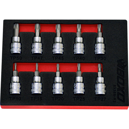 BOXO 10Pc 3/8" Tamperproof Torx Bit Set