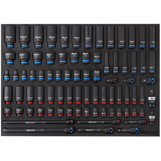 BOXO 81Pc 3/8" & 1/2" Drive Master Impact Socket Set