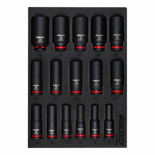 BOXO 16Pc 3/8" Deep Impact Socket Set In EVA Foam