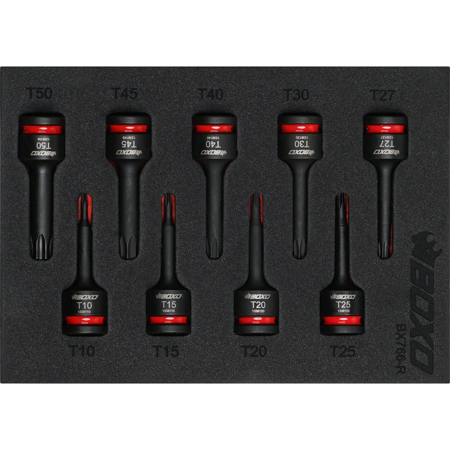 BOXO 9Pc 3/8" Impact Torx Bit Socket Set In EVA Foam