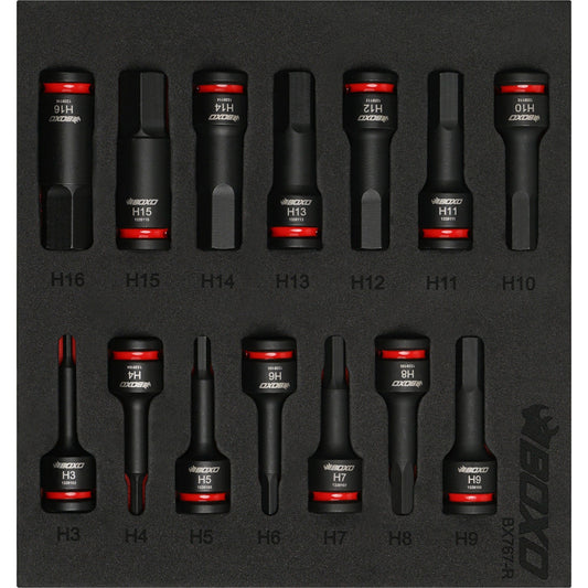 BOXO 14Pc 3/8" Impact Hex Bit Socket Set In EVA Foam