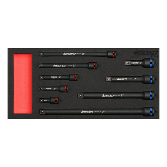BOXO 9Pc Impact Extension Bar Set in EVA Foam