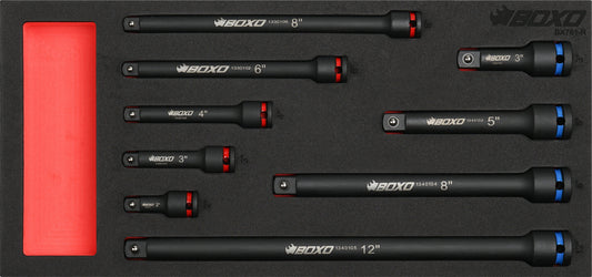BOXO 9Pc Impact Extension Bar Set in EVA Foam