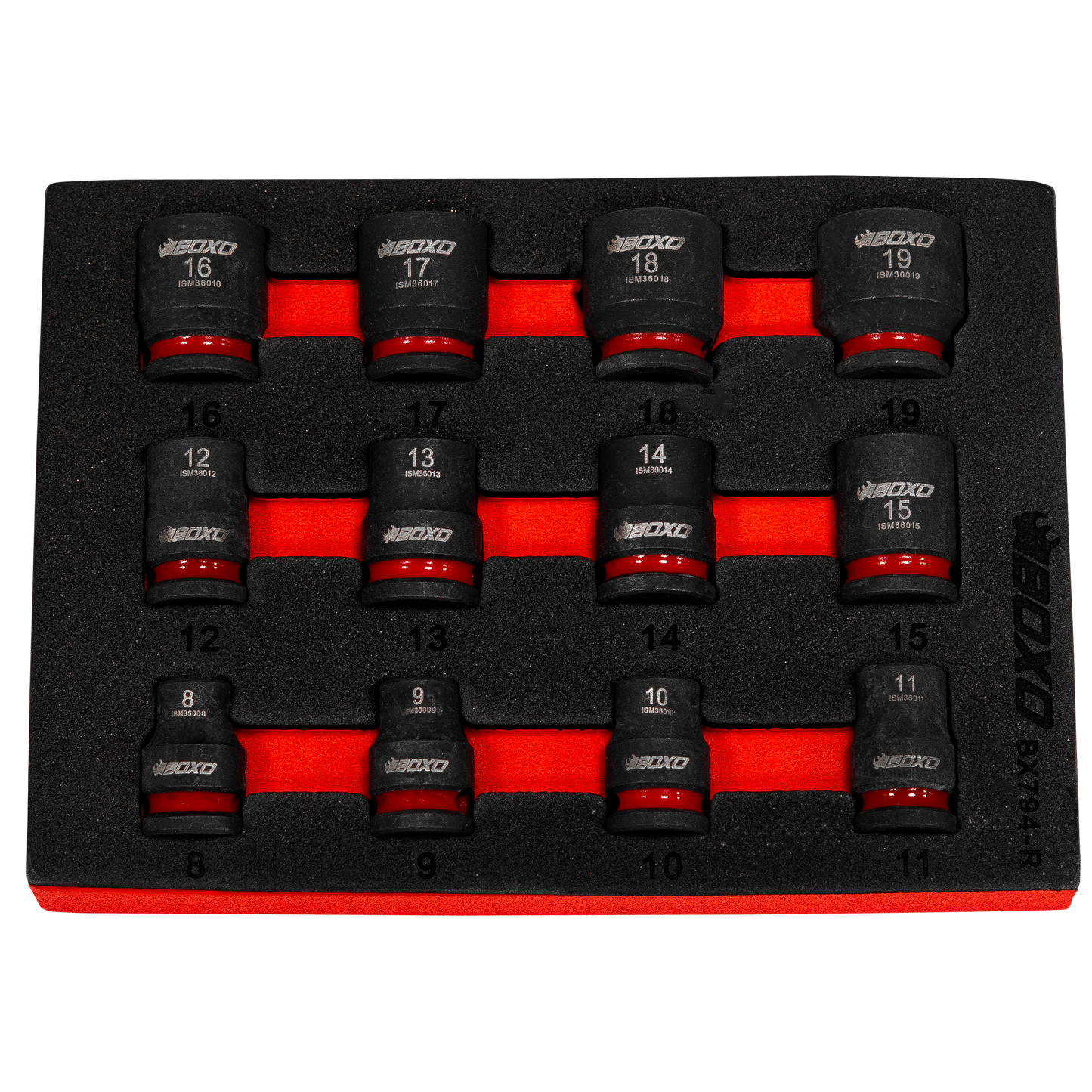 BOXO 12Pc 3/8" Magnetic Impact Socket Set