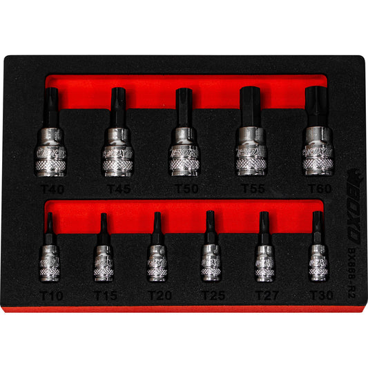 BOXO 11Pc 1/4" & 3/8" Torx Magnetic Bit Socket Set