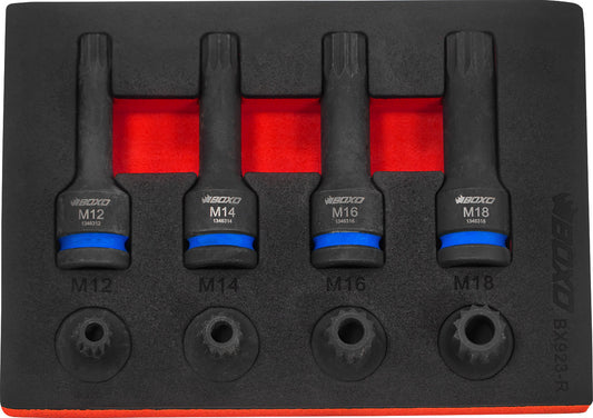 BOXO 8Pc 1/2" Impact Tamper Proof Spline Bit Socket Set