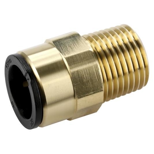 John Guest® Brass Straight Adaptor 15mm x 1/2"BSPT