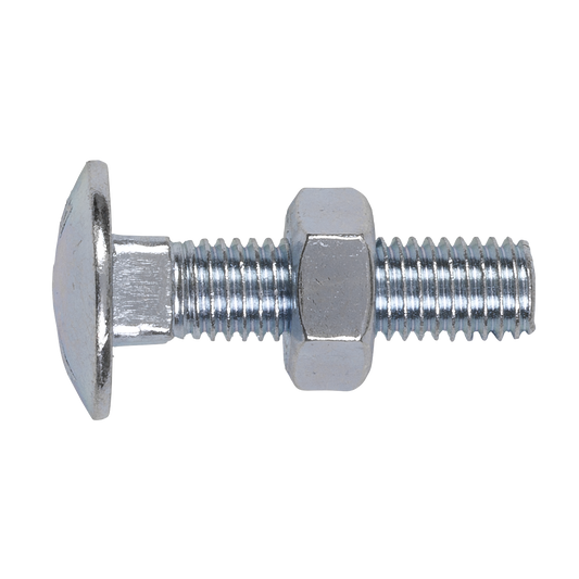 Zinc Plated Coach Bolt & Nut M10 x 40mm, DIN 603 - Pack of 50