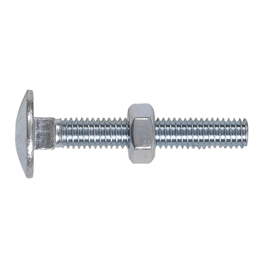 Zinc Plated Coach Bolt & Nut M6 x 40mm, DIN 603 - Pack of 100