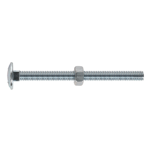 Zinc Plated Coach Bolt & Nut M6 x 75mm, DIN 603 - Pack of 100