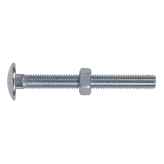 Zinc Plated Coach Bolt & Nut M8 x 75mm, DIN 603 - Pack of 50