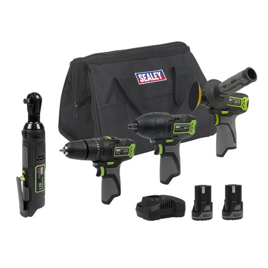 4 x SV10.8 Series Cordless Power Kit 10.8V - 2 Batteries & Euro Plug