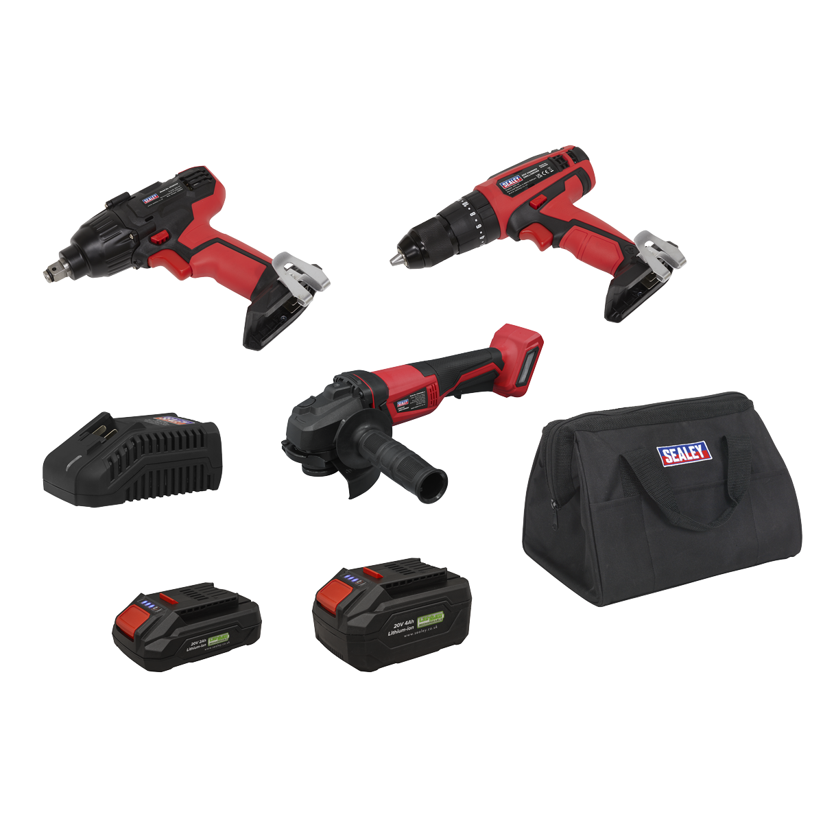 3 x SV20 Series Cordless Power Tool Kit 20V Euro Plug - 2 Batteries