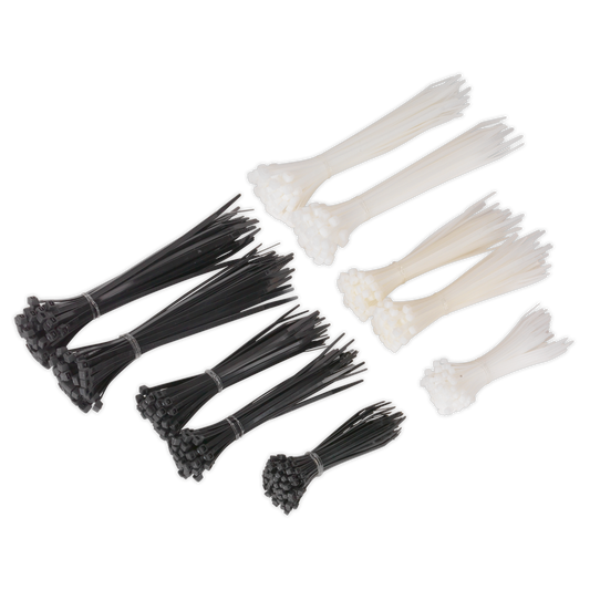 Cable Tie Assortment, Black/White - Pack of 600