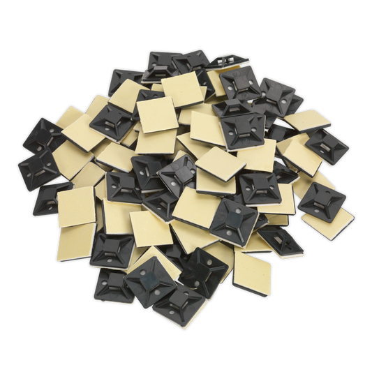 Self-Adhesive Cable Tie Mount 25 x 25mm, Black - Pack of 100