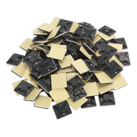 Self-Adhesive Cable Tie Mount 30 x 30mm, Black - Pack of 100