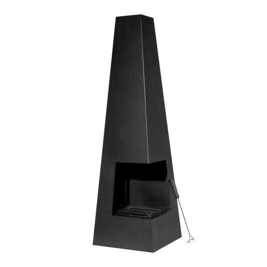 Dellonda Chiminea, Wood Burner, Heater for Outdoors W45cm x H150cm - Black Steel