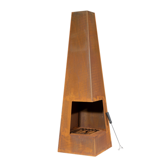 Dellonda Chiminea, Wood Burner, Heater for Outdoors W45cm x H150cm, Corten Steel