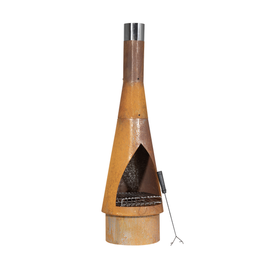 Dellonda Outdoor/Garden/Patio Conical Chiminea, Fireplace, Fire Pit, Heater, H127cm - Corten Steel