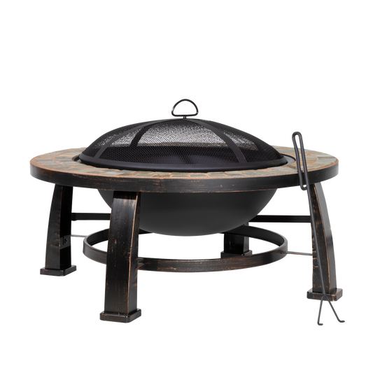 Dellonda 76cm Deluxe Traditional Style Fire Pit/Fireplace/Outdoor Heater - Slate