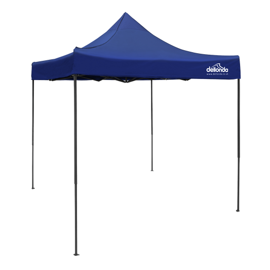 Dellonda Premium 2x2m Pop-Up Gazebo, Heavy Duty, PVC Coated, Water-Resistant Fabric, Supplied with Carry Bag, Rope, Stakes & Weight Bags - Blue Canopy