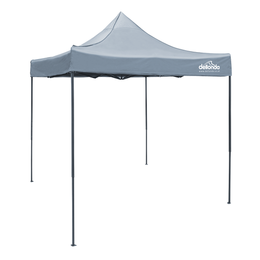 Dellonda Premium 2 x 2m Pop-Up Gazebo, Heavy Duty, PVC Coated, Water-Resistant Fabric, Supplied with Carry Bag, Rope, Stakes & Weight Bags - Grey Canopy