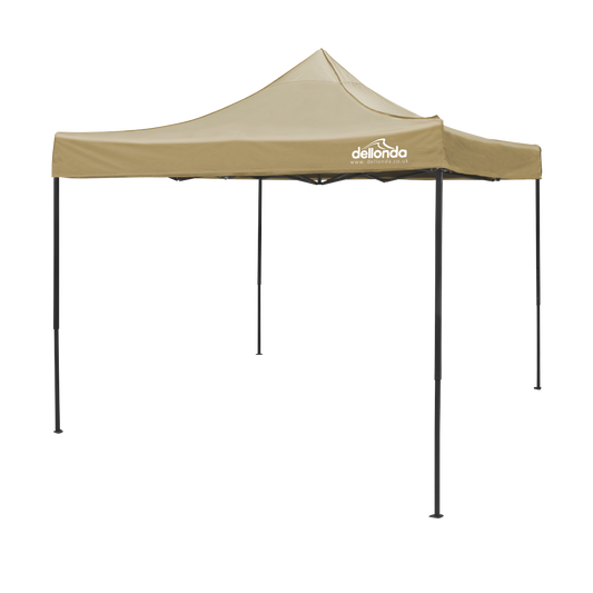 Dellonda Premium 3 x 3m Pop-Up Gazebo, PVC Coated, Water-Resistant Fabric, Supplied with Carry Bag, Rope, Stakes & Weight Bags - Beige Canopy