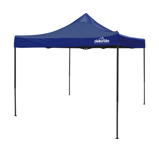 Dellonda Premium 3 x 3m Pop-Up Gazebo, PVC Coated, Water-Resistant Fabric, Supplied with Carry Bag, Rope, Stakes & Weight Bags - Blue Canopy