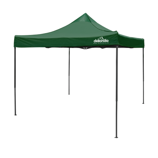Dellonda Premium 3 x 3m Pop-Up Gazebo, PVC Coated, Water-Resistant Fabric, Supplied with Carry Bag, Rope, Stakes & Weight Bags - Dark Green Canopy