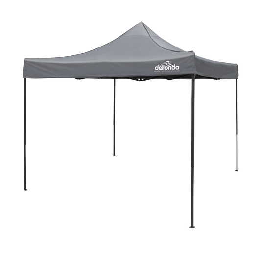 Dellonda Premium 3 x 3m Pop-Up Gazebo, PVC Coated, Water-Resistant Fabric, Supplied with Carry Bag, Rope, Stakes & Weight Bags - Grey Canopy