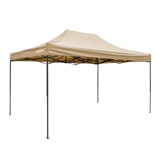 Dellonda Premium 3 x 4.5m Pop-Up Gazebo, Heavy Duty, PVC Coated, Water-Resistant Fabric, Supplied with Carry Bag, Rope, Stakes & Weight Bags - Beige Canopy