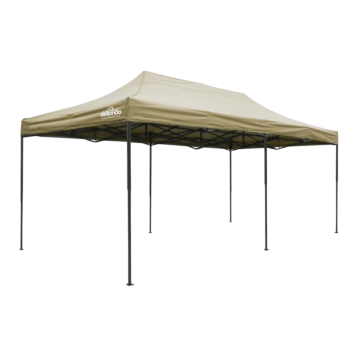 Dellonda Premium 3x6m Pop-Up Gazebo, Heavy Duty, PVC Coated, Water-Resistant Fabric Supplied with Carry Bag, Rope, Stakes & Weight Bags - Beige Canopy