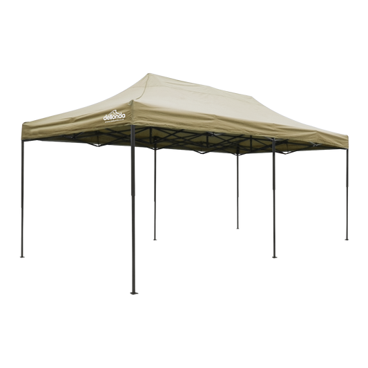 Dellonda Premium 3x6m Pop-Up Gazebo, Heavy Duty, PVC Coated, Water-Resistant Fabric Supplied with Carry Bag, Rope, Stakes & Weight Bags - Beige Canopy