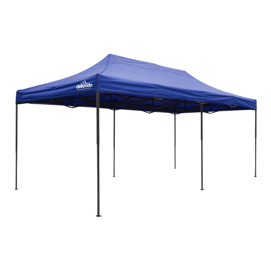 Dellonda Premium 3x6m Pop-Up Gazebo, Heavy Duty, PVC Coated, Water-Resistant Fabric, Supplied with Carry Bag, Rope, Stakes & Weight Bags - Blue Canopy