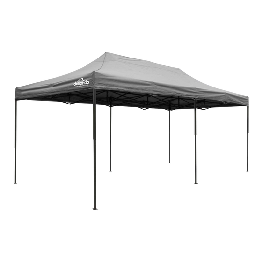 Dellonda Premium 3x6m Pop-Up Gazebo, Heavy Duty, PVC Coated, Water-Resistant Fabric, Supplied with Carry Bag, Rope, Stakes & Weight Bags - Grey Canopy