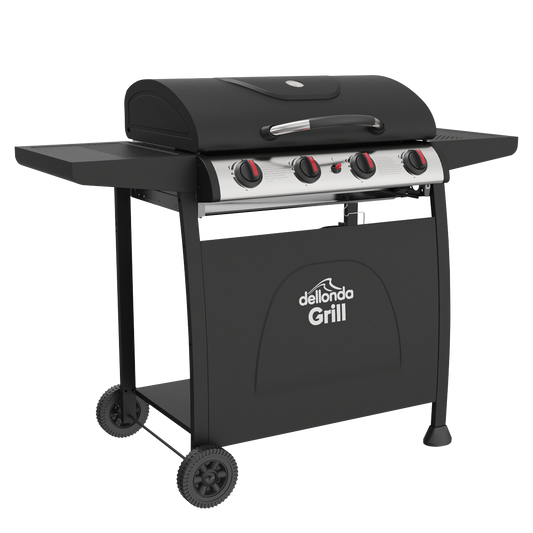 Dellonda 4 Burner Gas BBQ Grill with Piezo Ignition & Thermometer