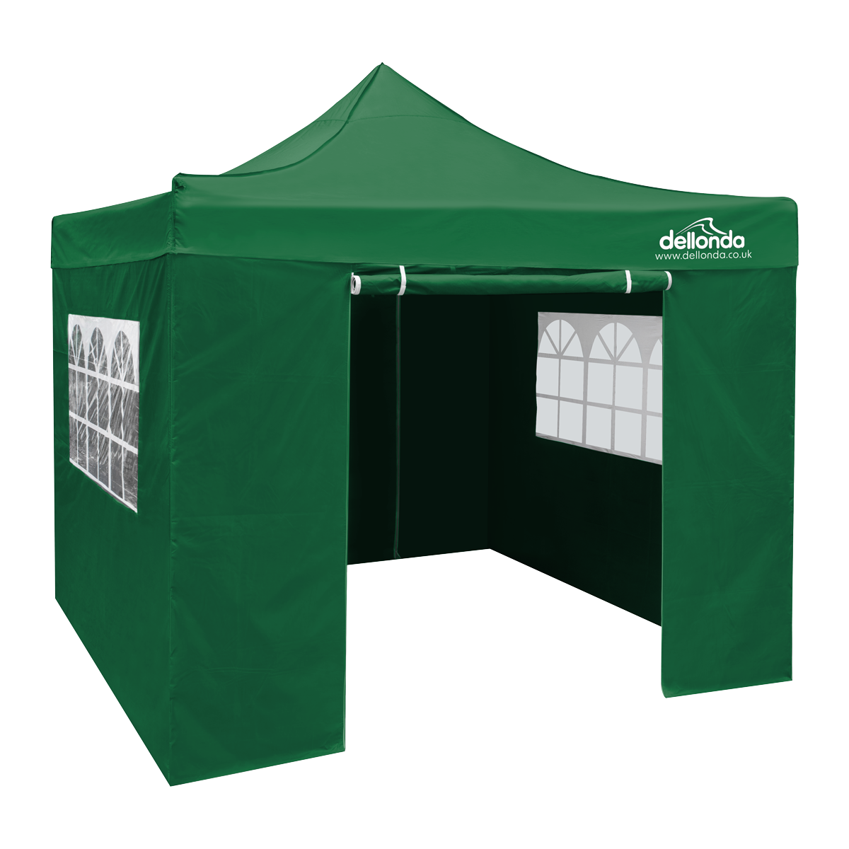 Dellonda Premium 3x3m Pop-Up Gazebo & Side Walls, PVC Coated, Water-Resistant Fabric with Carry Bag, Rope, Stakes & Weight Bags - Green