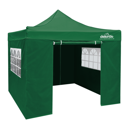 Dellonda Premium 3x3m Pop-Up Gazebo & Side Walls, PVC Coated, Water-Resistant Fabric with Carry Bag, Rope, Stakes & Weight Bags - Green