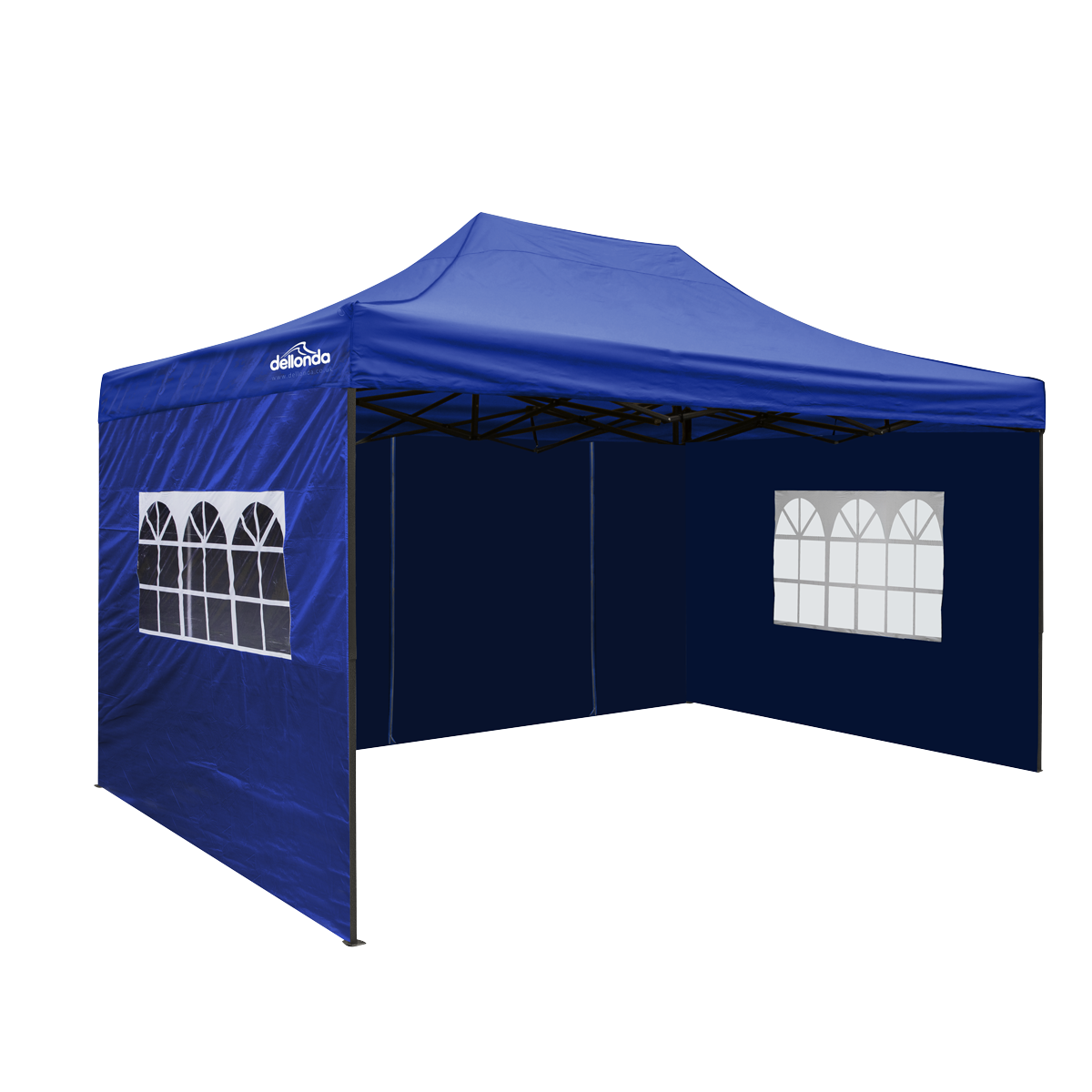 Dellonda Premium 3x4.5m Pop-Up Gazebo & Side Walls, PVC Coated, Water-Resistant Fabric with Carry Bag, Rope, Stakes & Weight Bags - Blue